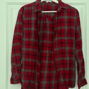 Red and Gray Plaid Men's Shirt